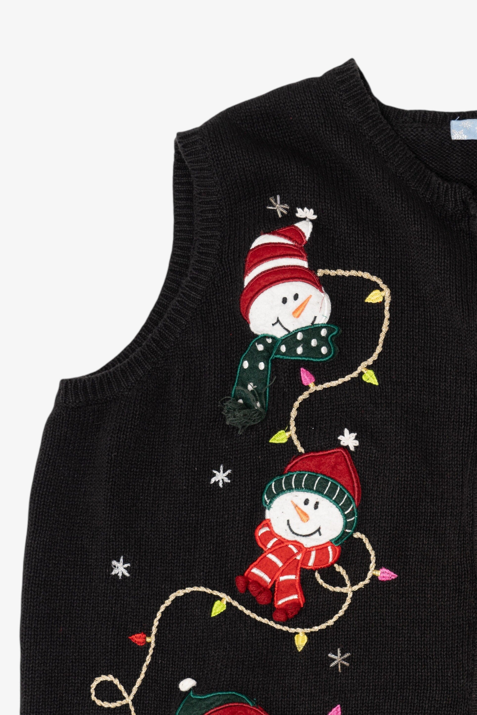 Vintage Black Holiday Editions Snowmen Ugly Christmas Vest (2000s)
