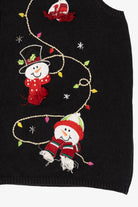 Vintage Black Holiday Editions Snowmen Ugly Christmas Vest (2000s)