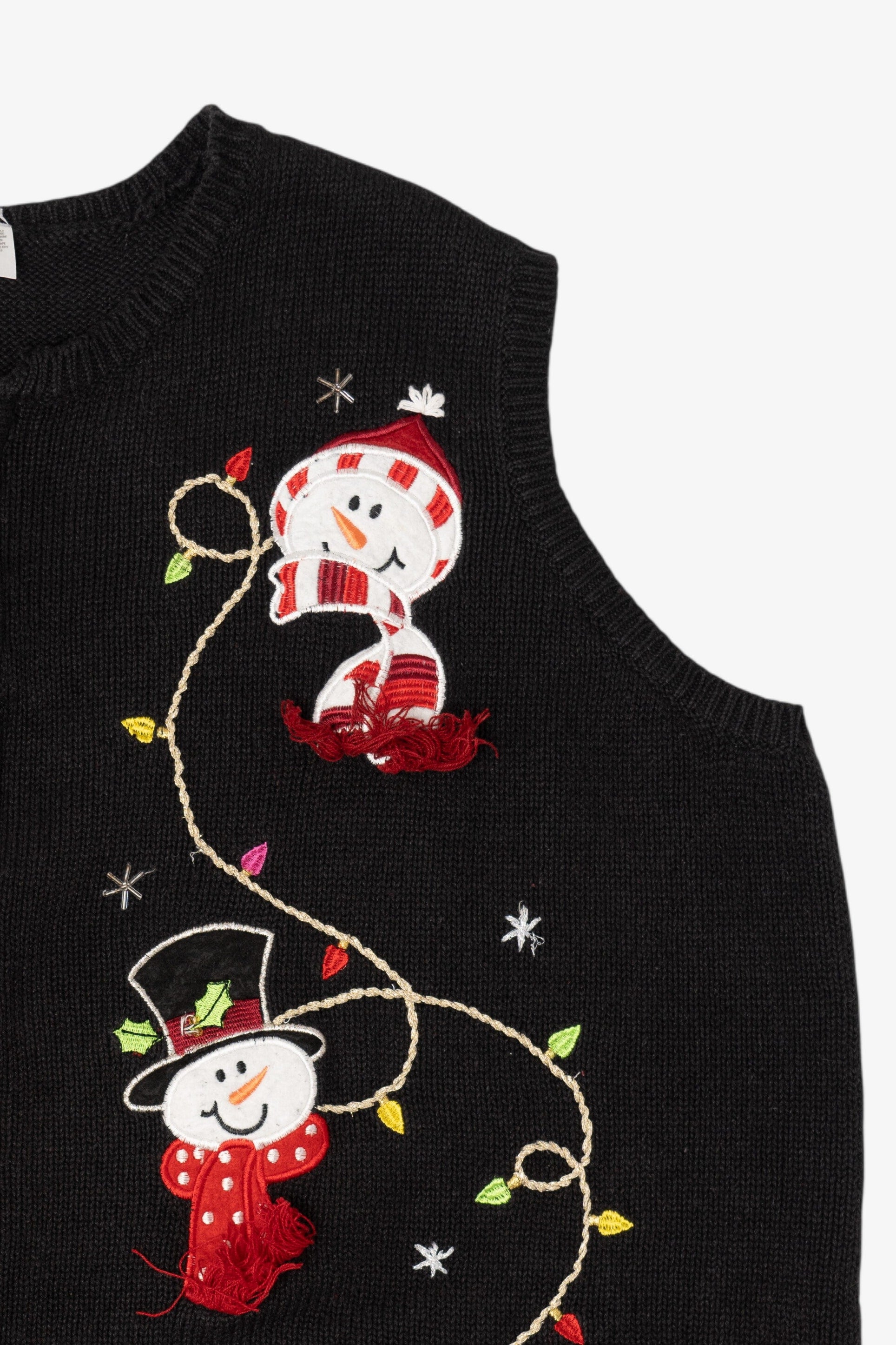 Vintage Black Holiday Editions Snowmen Ugly Christmas Vest (2000s)