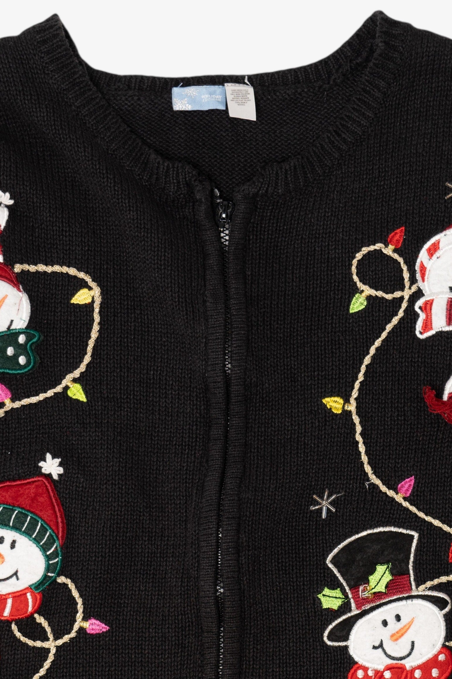 Vintage Black Holiday Editions Snowmen Ugly Christmas Vest (2000s)