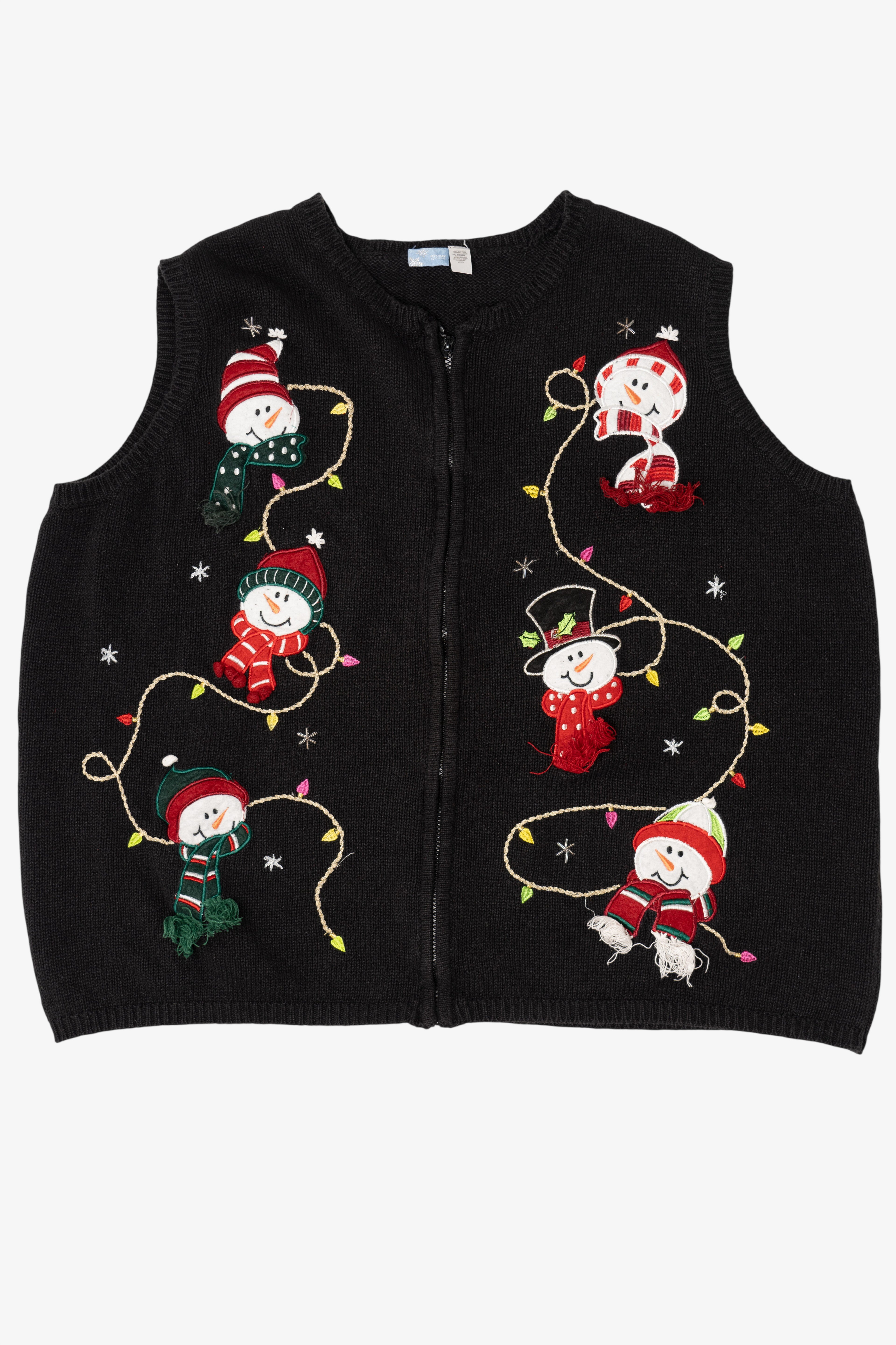 Vintage Black Holiday Editions Snowmen Ugly Christmas Vest (2000s)