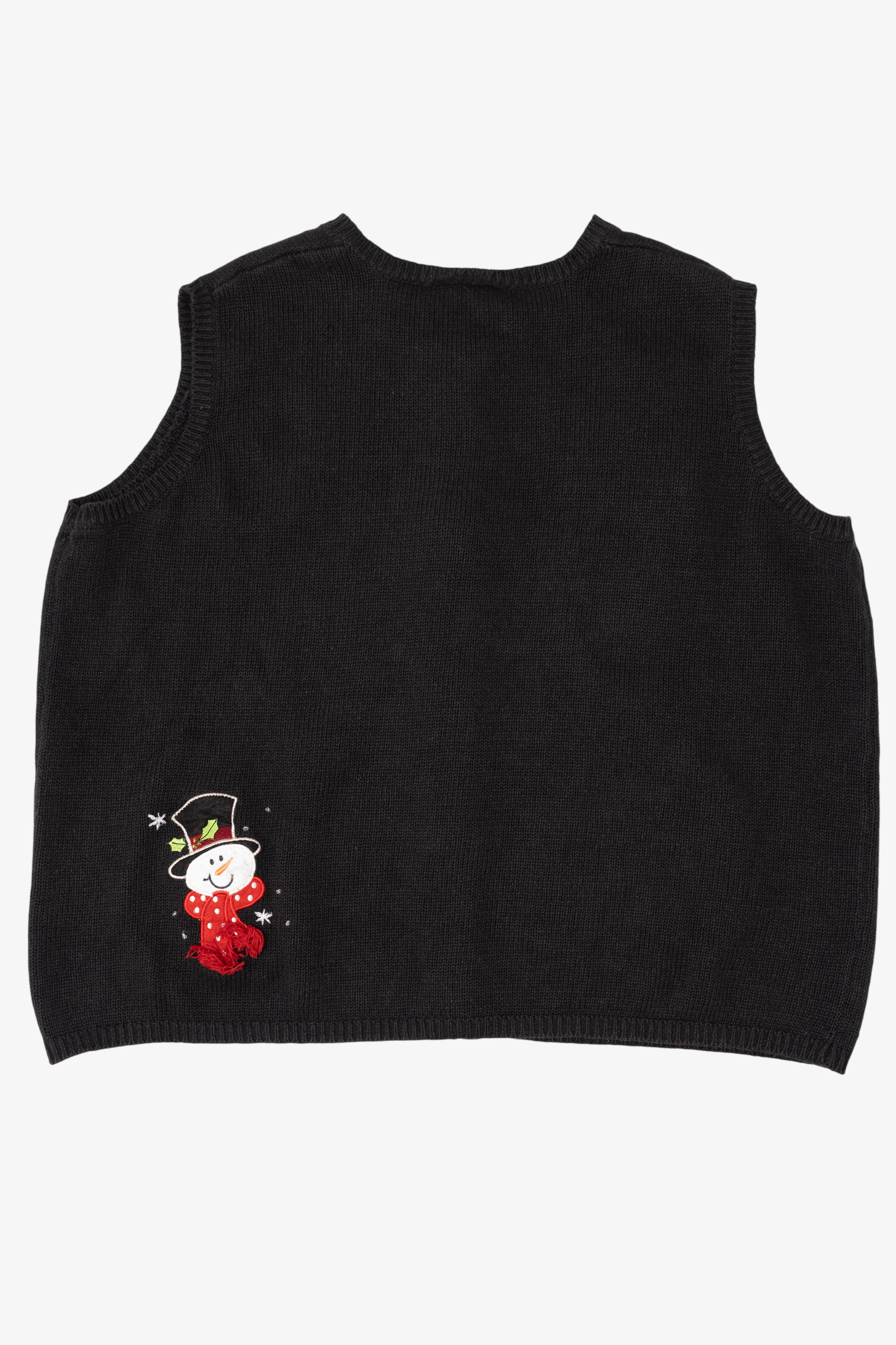 Vintage Black Holiday Editions Snowmen Ugly Christmas Vest (2000s)