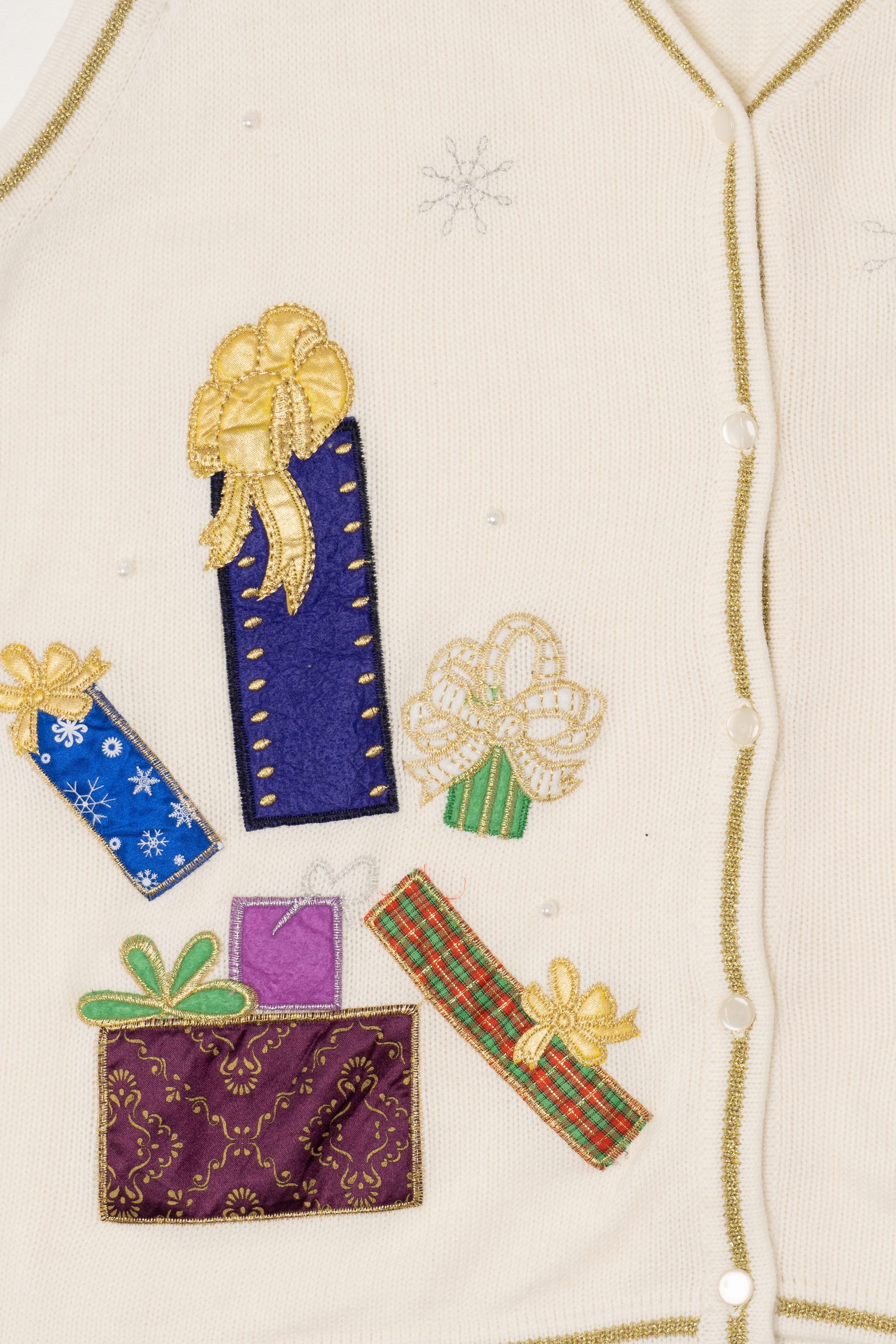 Vintage White Presents Ugly Christmas Vest (2000s)