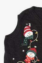 Vintage Black Holiday Editions Snowmen Ugly Christmas Vest (2000s)
