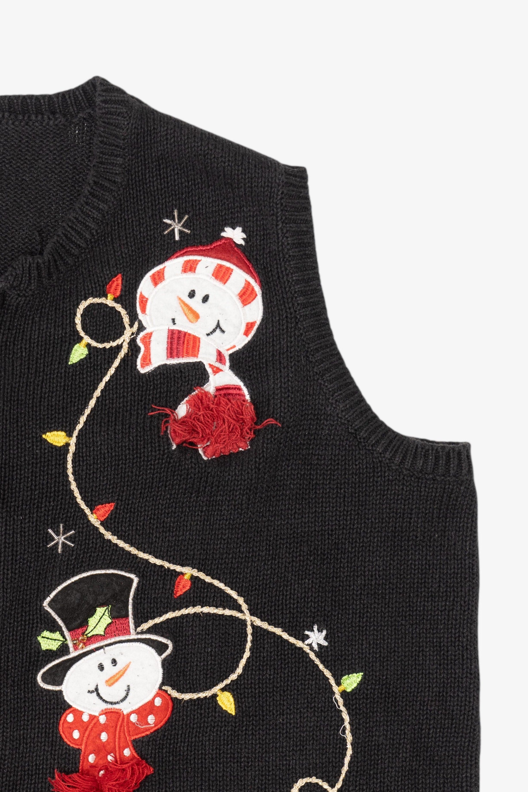 Vintage Black Holiday Editions Snowmen Ugly Christmas Vest (2000s)