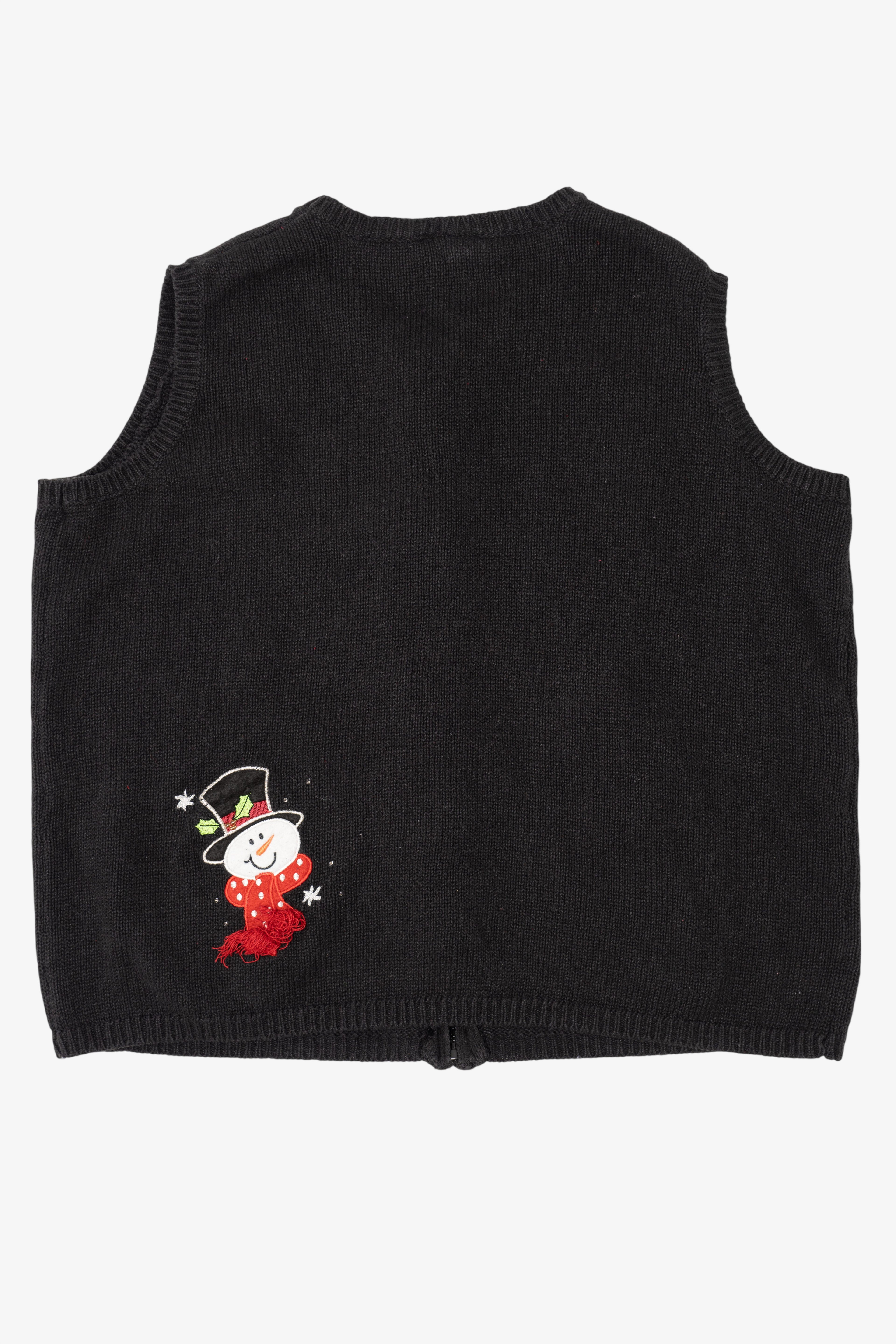 Vintage Black Holiday Editions Snowmen Ugly Christmas Vest (2000s)