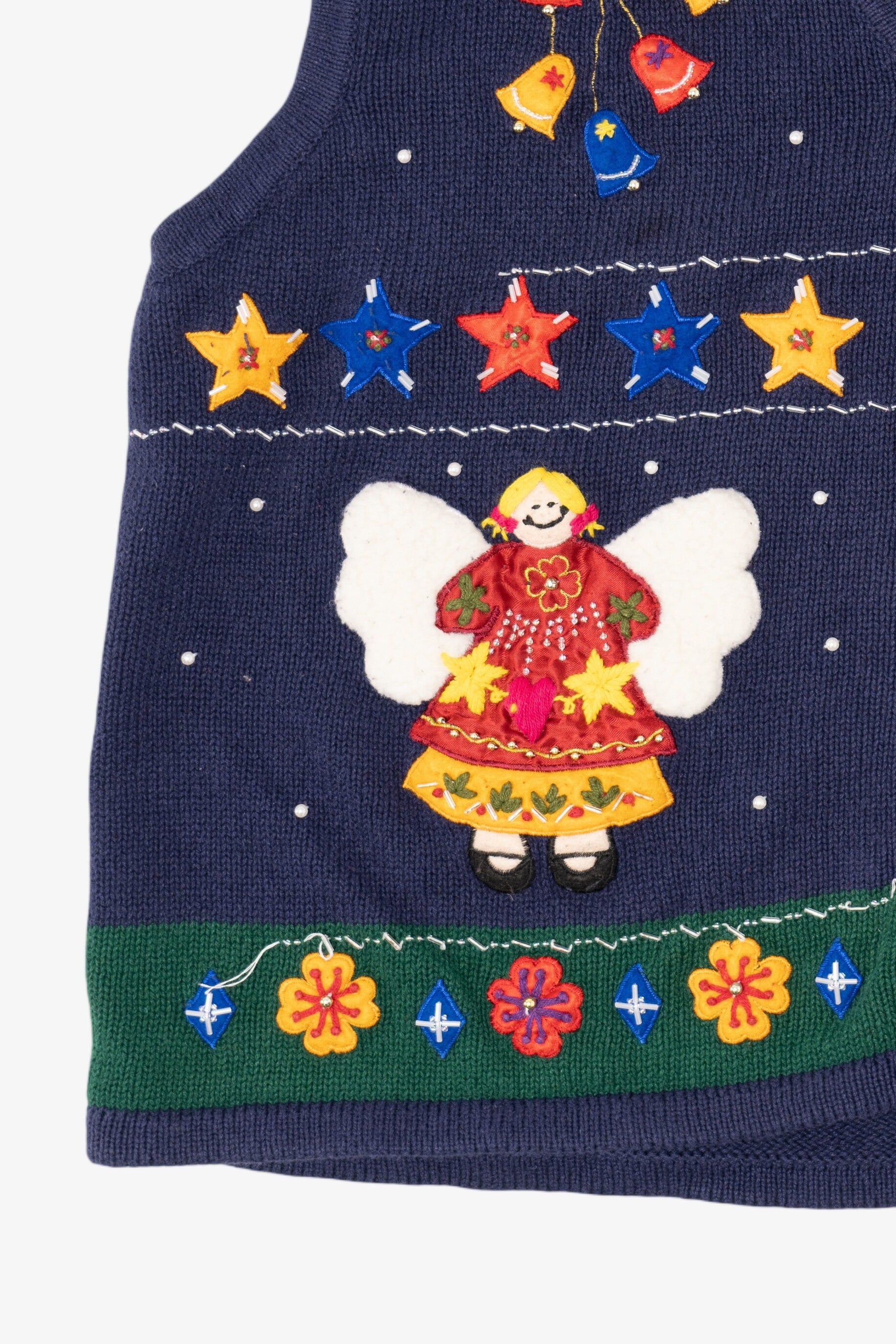 Vintage Blue Bobbie Brooks Angels Ugly Christmas Vest (1990s)