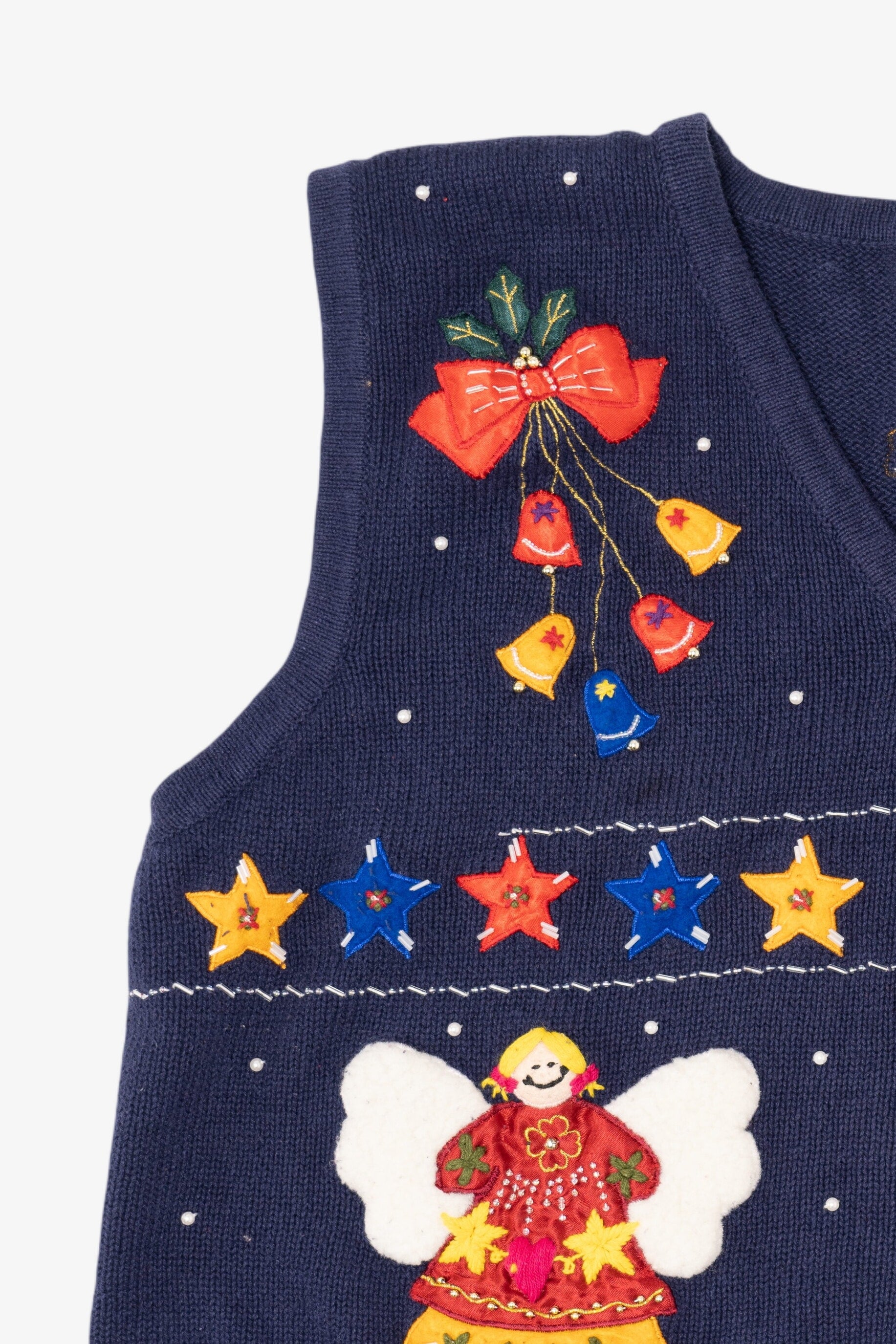 Vintage Blue Bobbie Brooks Angels Ugly Christmas Vest (1990s)