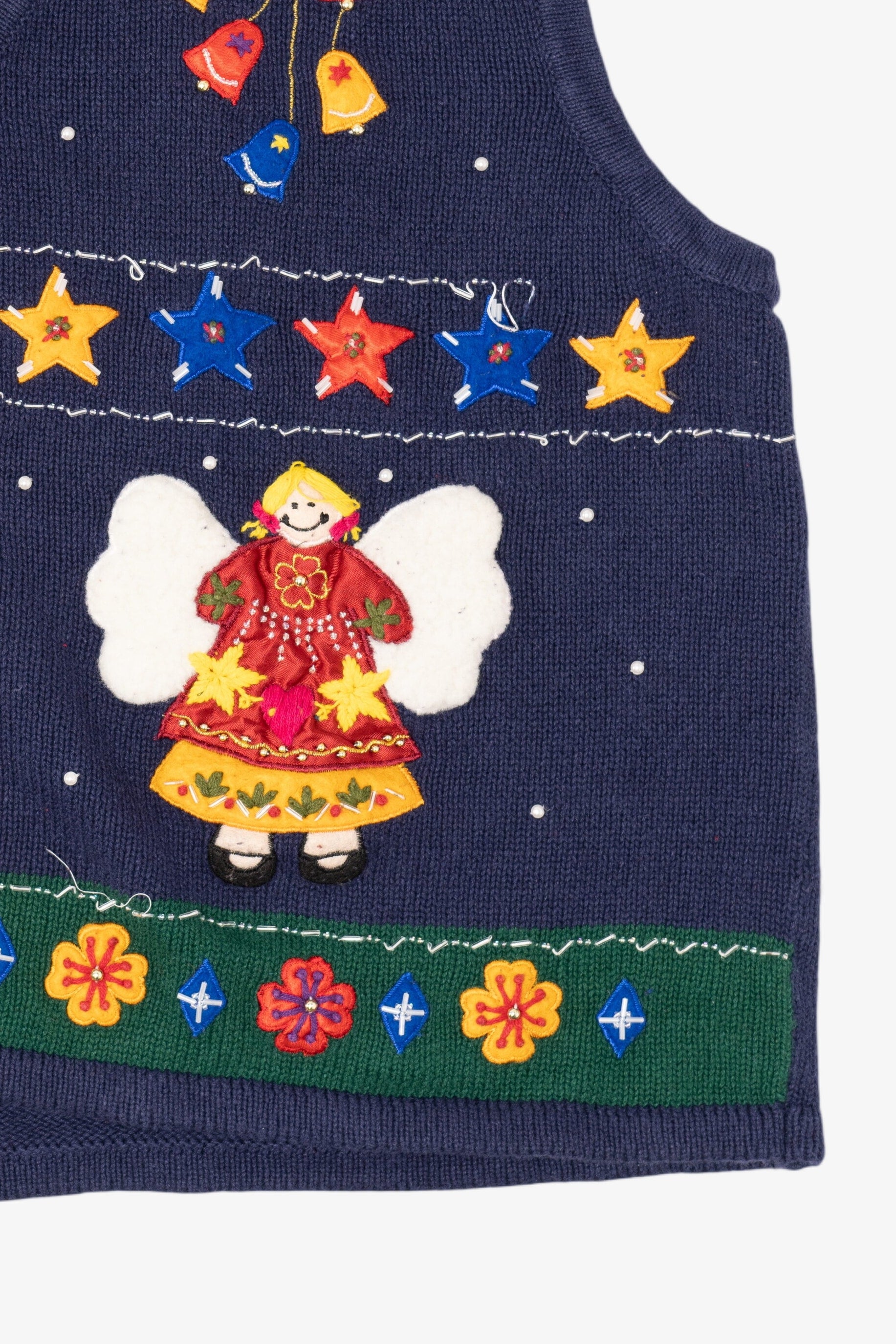 Vintage Blue Bobbie Brooks Angels Ugly Christmas Vest (1990s)