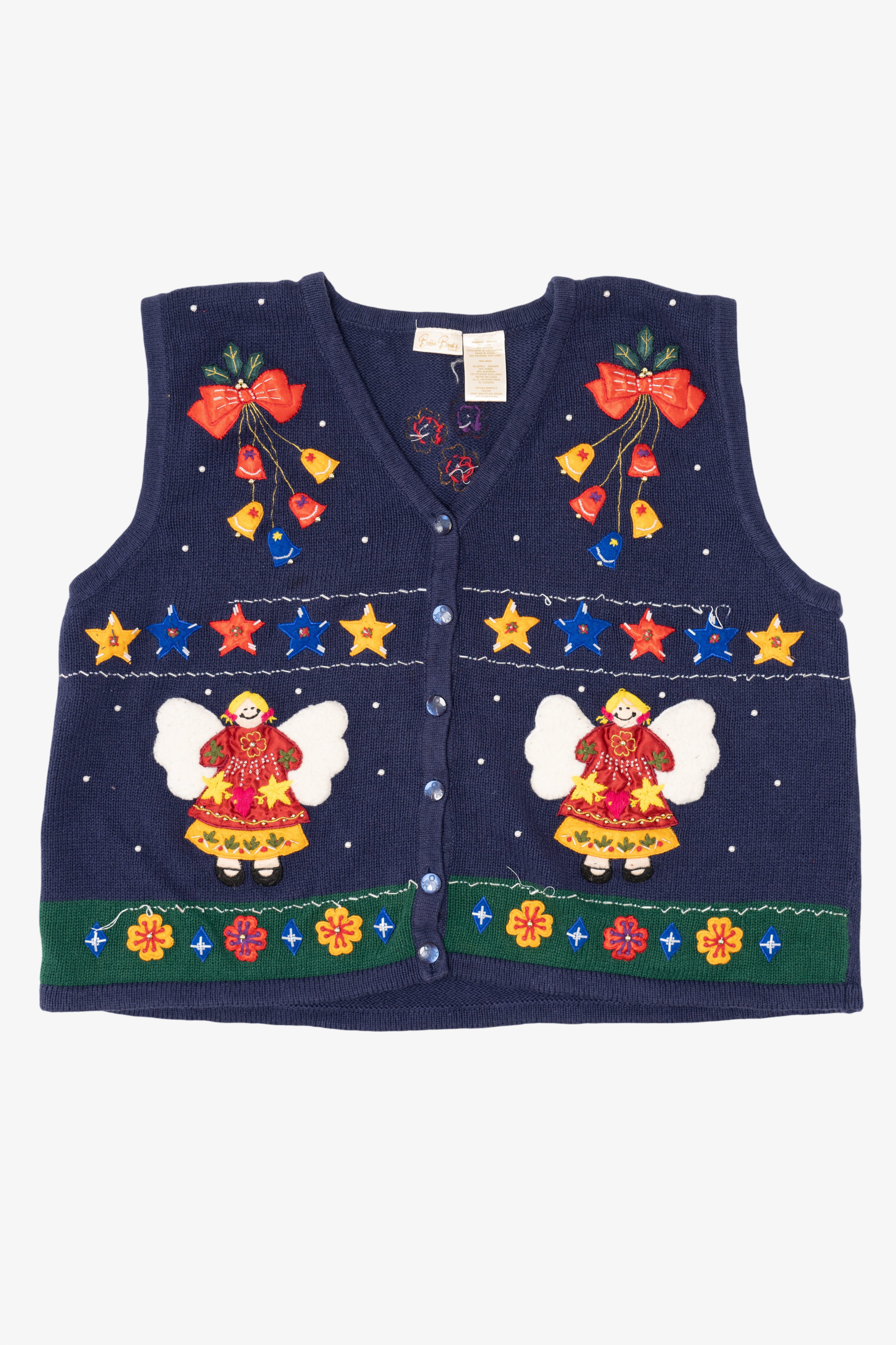 Vintage Blue Bobbie Brooks Angels Ugly Christmas Vest (1990s)