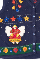 Vintage Blue Bobbie Brooks Angels Ugly Christmas Vest (1990s)