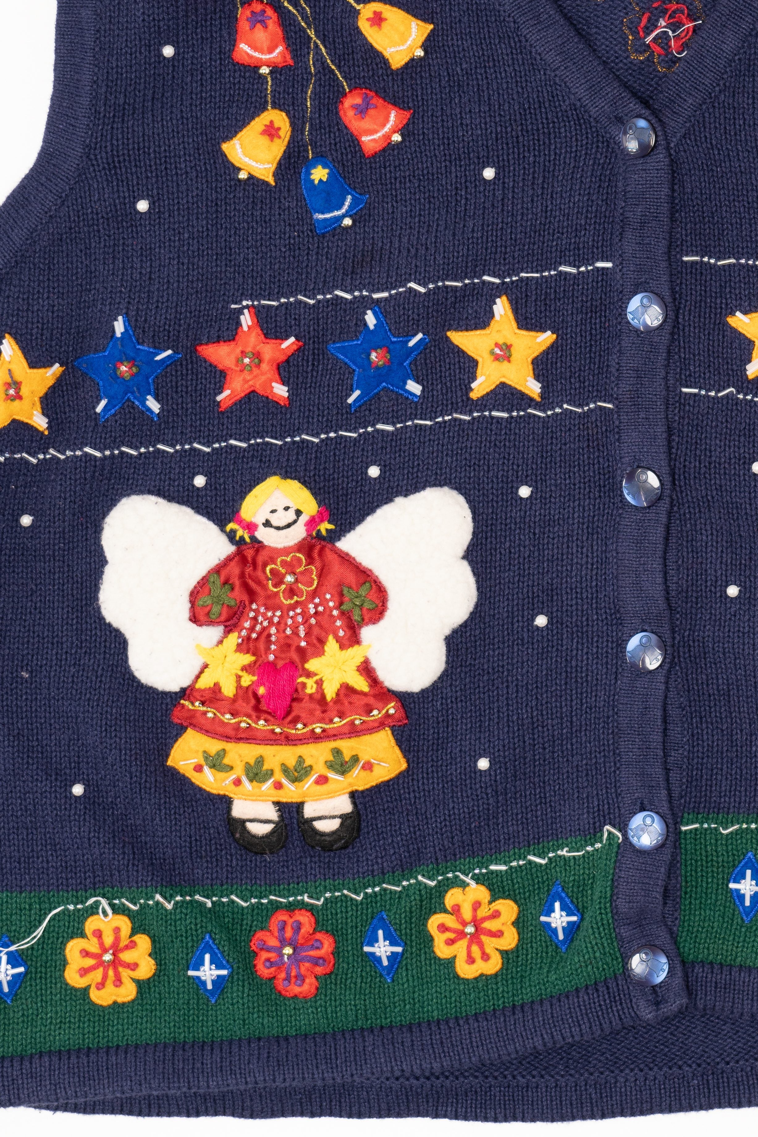 Vintage Blue Bobbie Brooks Angels Ugly Christmas Vest (1990s)