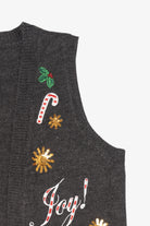 Vintage Dark Gray Holiday Time Candy Canes Christmas Vest (2000s)