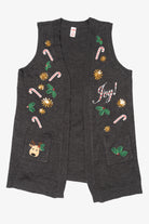 Vintage Dark Gray Holiday Time Candy Canes Christmas Vest (2000s)