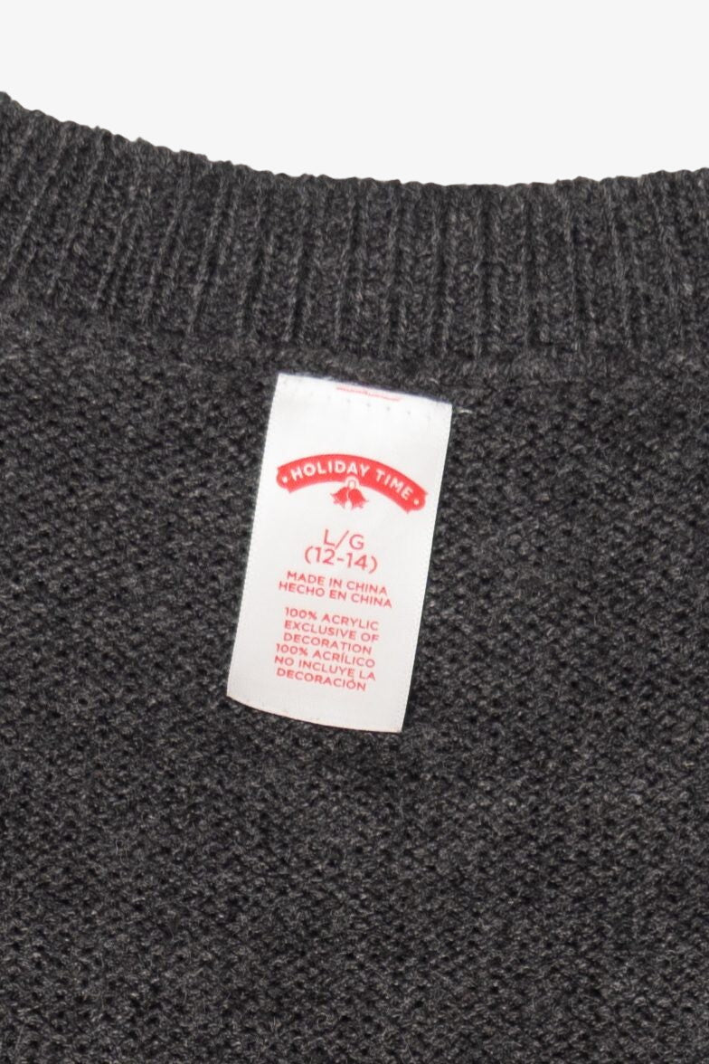 Vintage Dark Gray Holiday Time Candy Canes Christmas Vest (2000s)