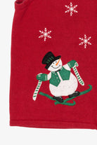 Vintage Red Bobbie Brooks Snowmen Skiing Ugly Christmas Vest (1990s)