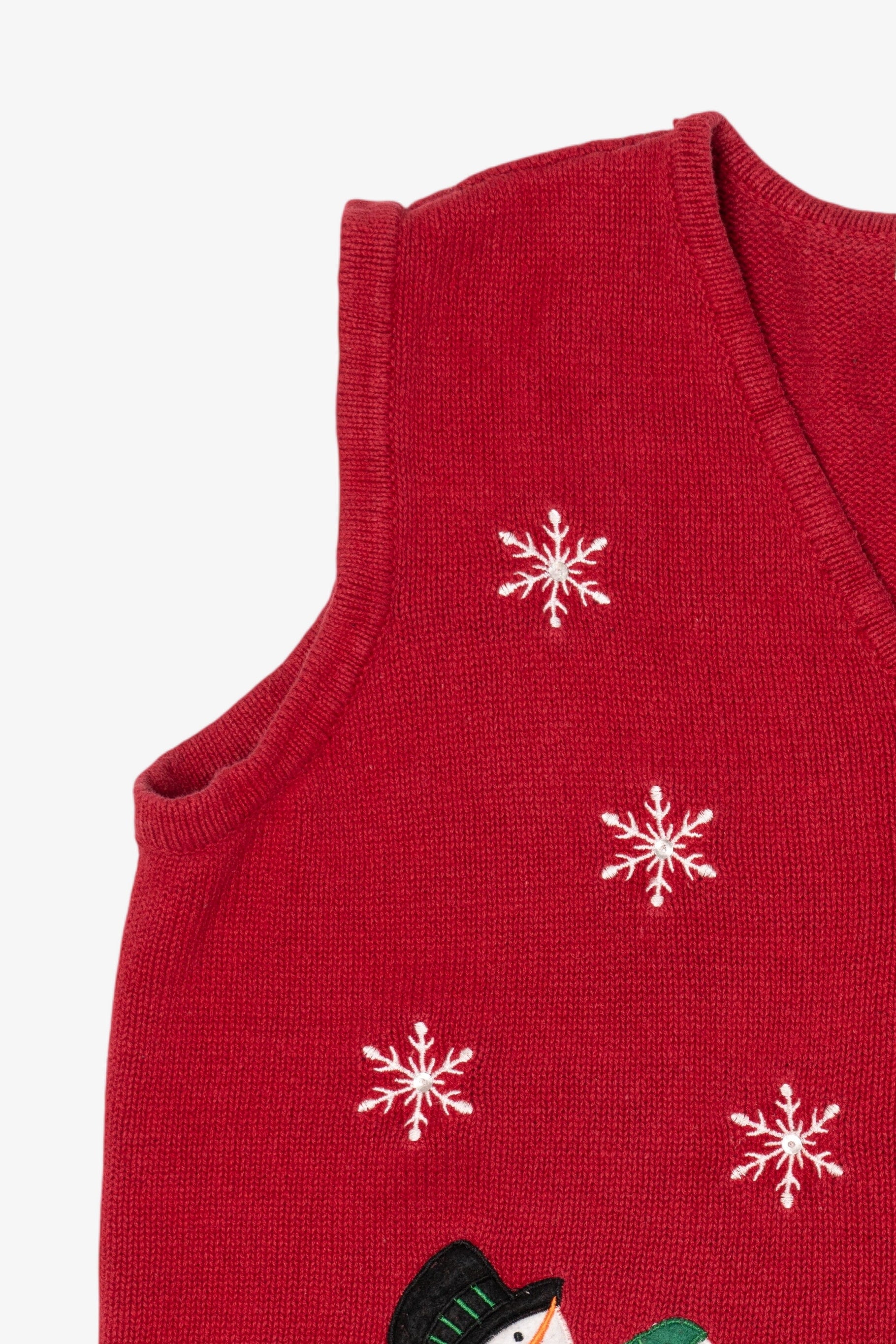 Vintage Red Bobbie Brooks Snowmen Skiing Ugly Christmas Vest (1990s)
