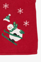 Vintage Red Bobbie Brooks Snowmen Skiing Ugly Christmas Vest (1990s)
