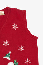 Vintage Red Bobbie Brooks Snowmen Skiing Ugly Christmas Vest (1990s)