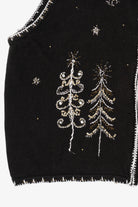 Vintage Black White Stag Trees Ugly Christmas Vest (1990s)