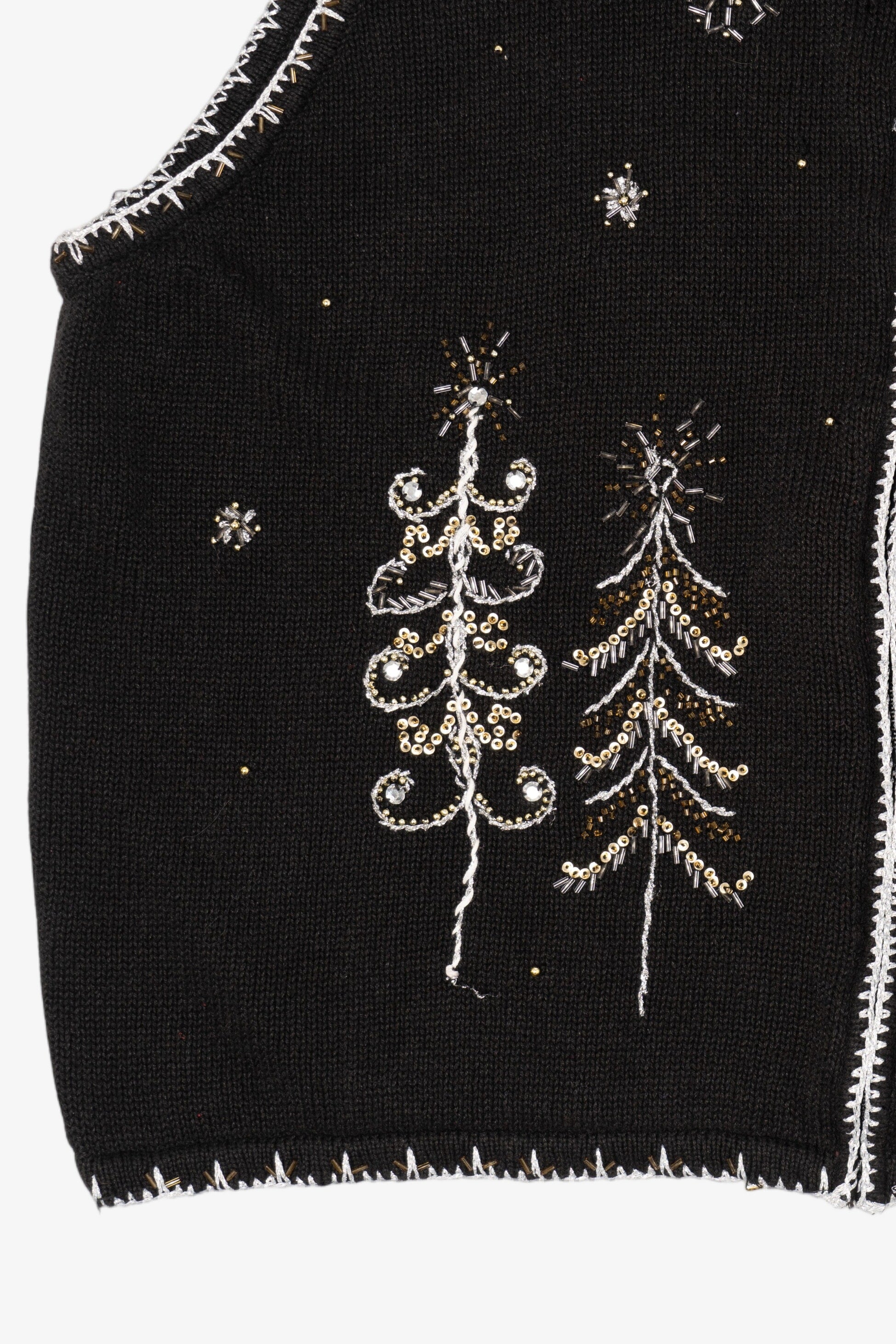 Vintage Black White Stag Trees Ugly Christmas Vest (1990s)