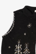 Vintage Black White Stag Trees Ugly Christmas Vest (1990s)