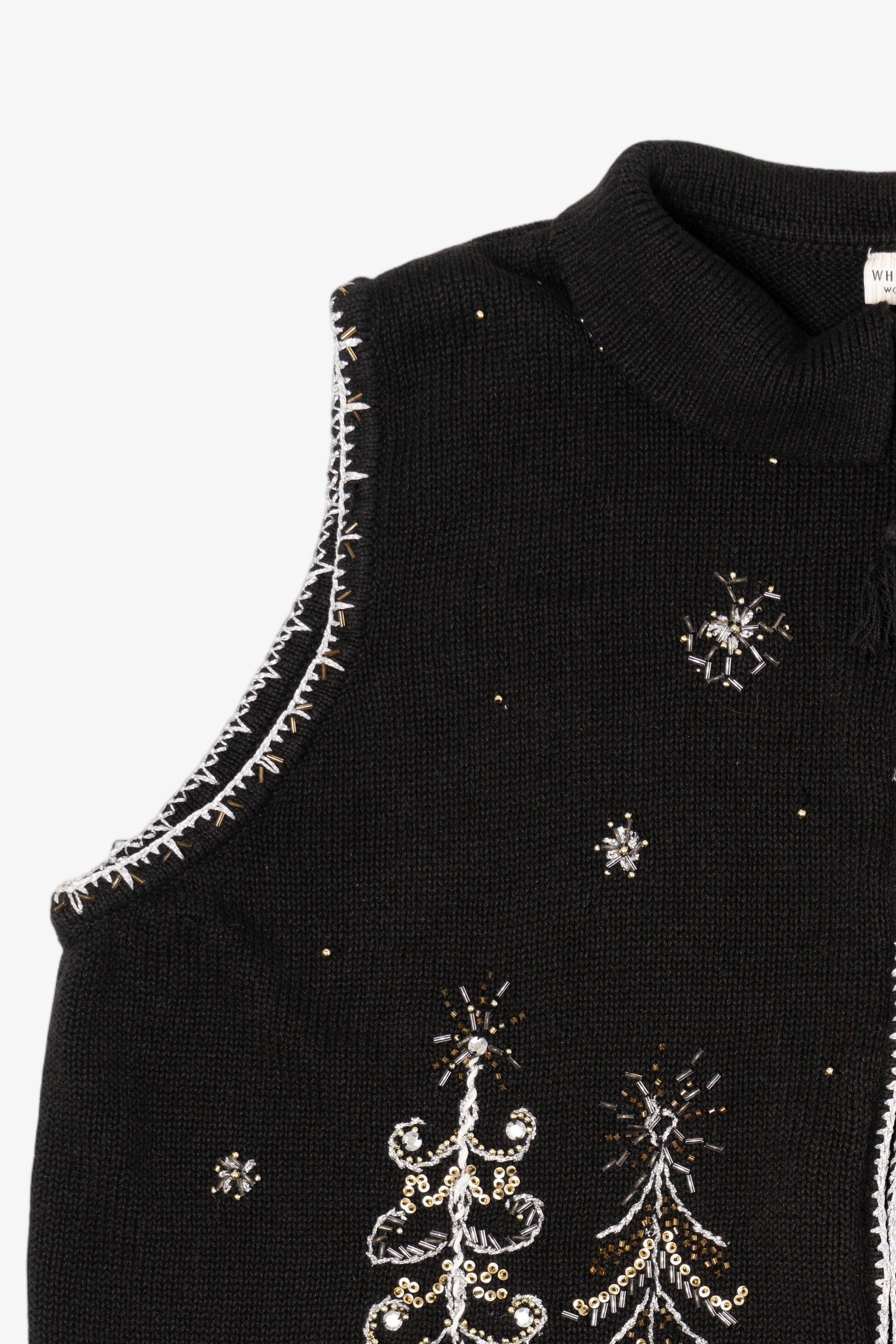 Vintage Black White Stag Trees Ugly Christmas Vest (1990s)