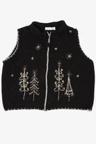 Vintage Black White Stag Trees Ugly Christmas Vest (1990s)
