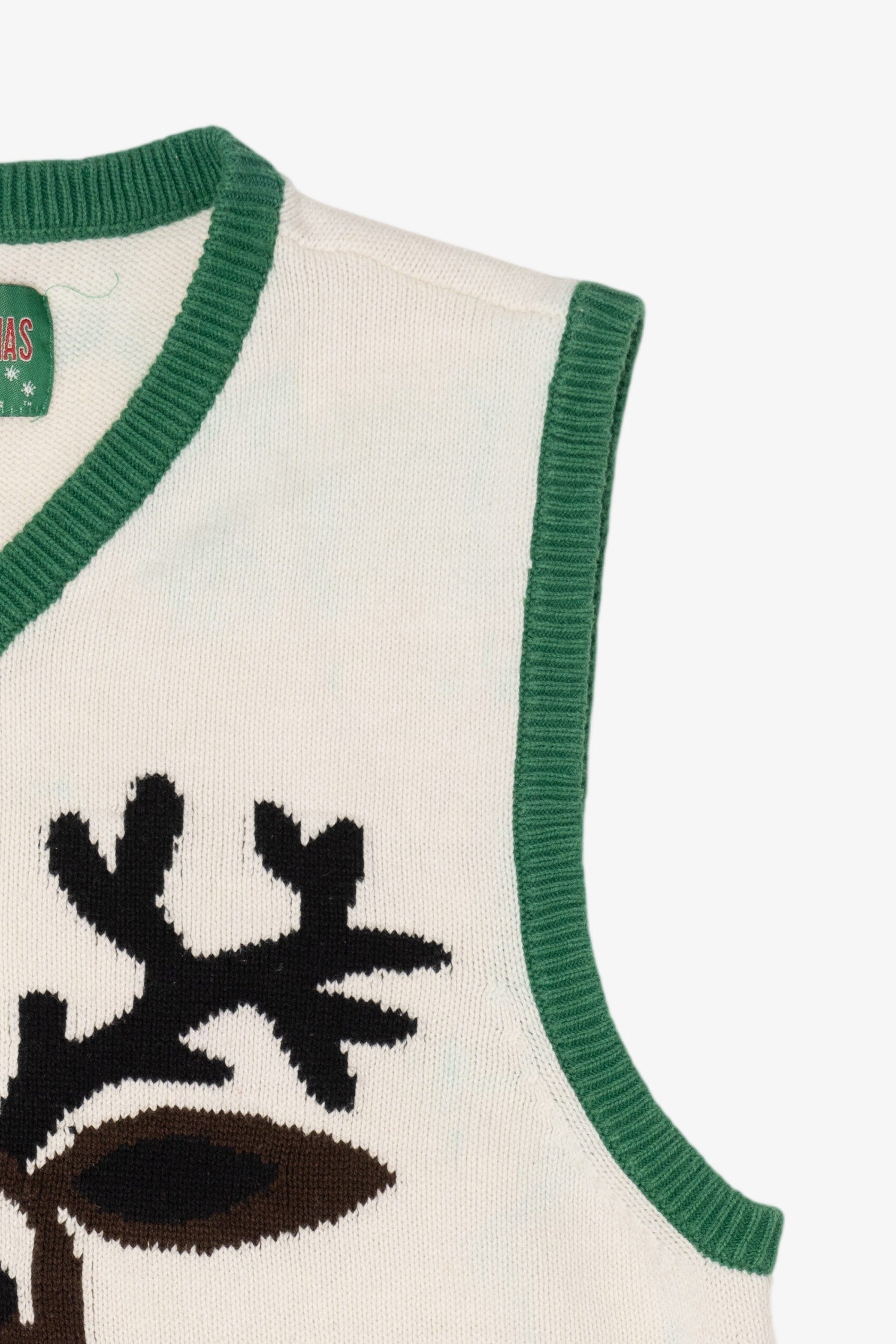 White Ugly Christmas Sweater Rudolph Reindeer Vest (2010s)