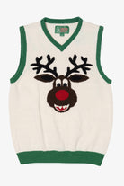 White Ugly Christmas Sweater Rudolph Reindeer Vest (2010s)