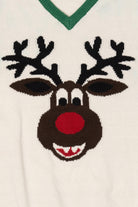 White Ugly Christmas Sweater Rudolph Reindeer Vest (2010s)