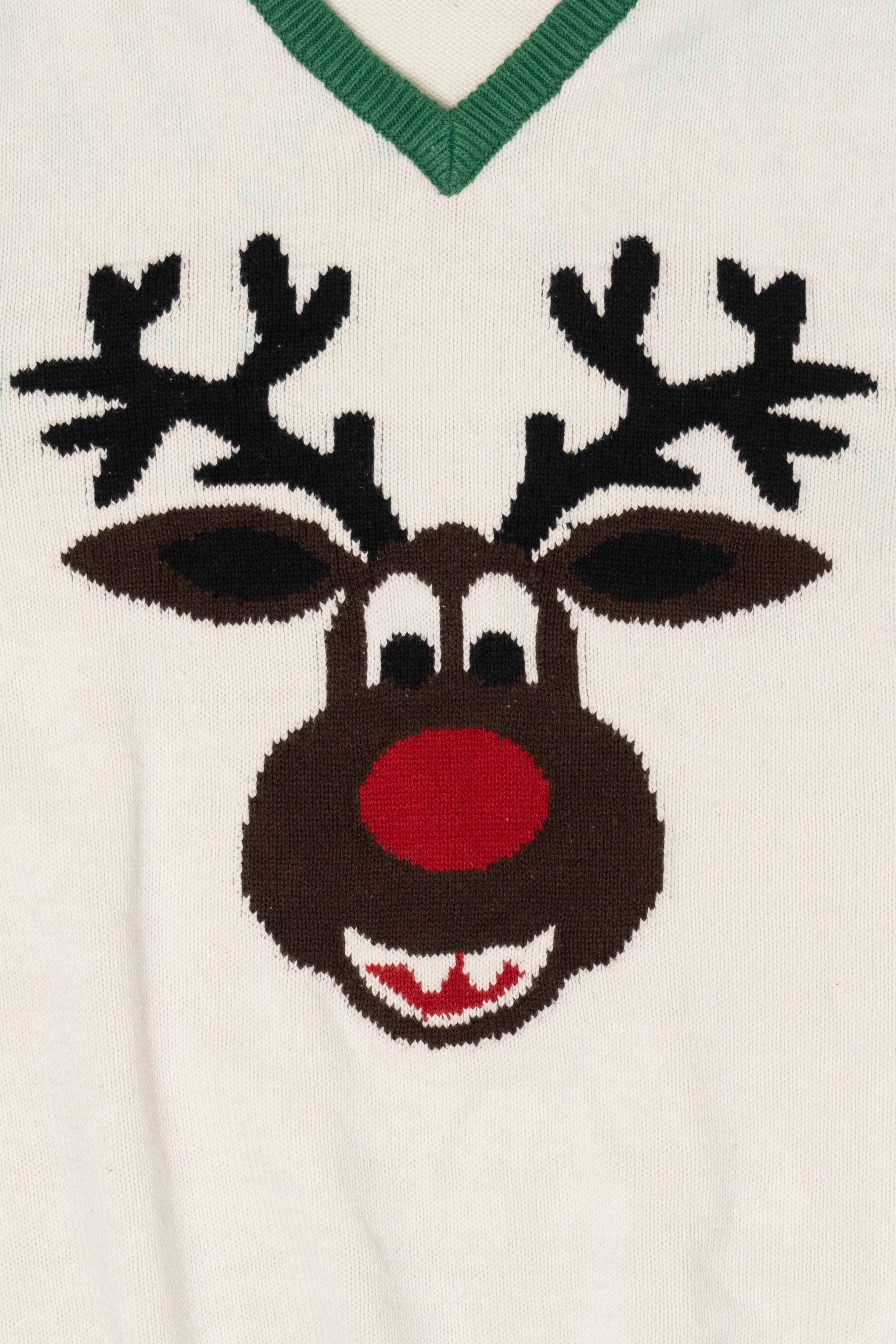 White Ugly Christmas Sweater Rudolph Reindeer Vest (2010s)