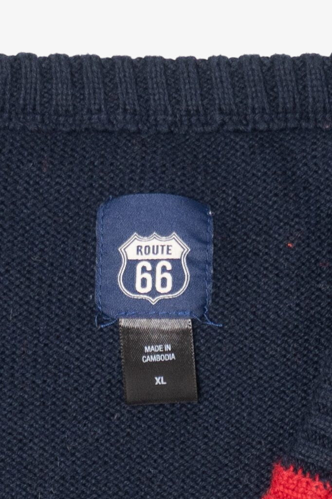 Navy Blue Route 66 Elf Ugly Christmas Vest (2010s)