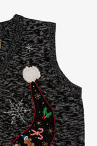 Vintage Dark Gray Holiday Time Santa "Ho Ho Ho" Ugly Christmas Vest (2000s)