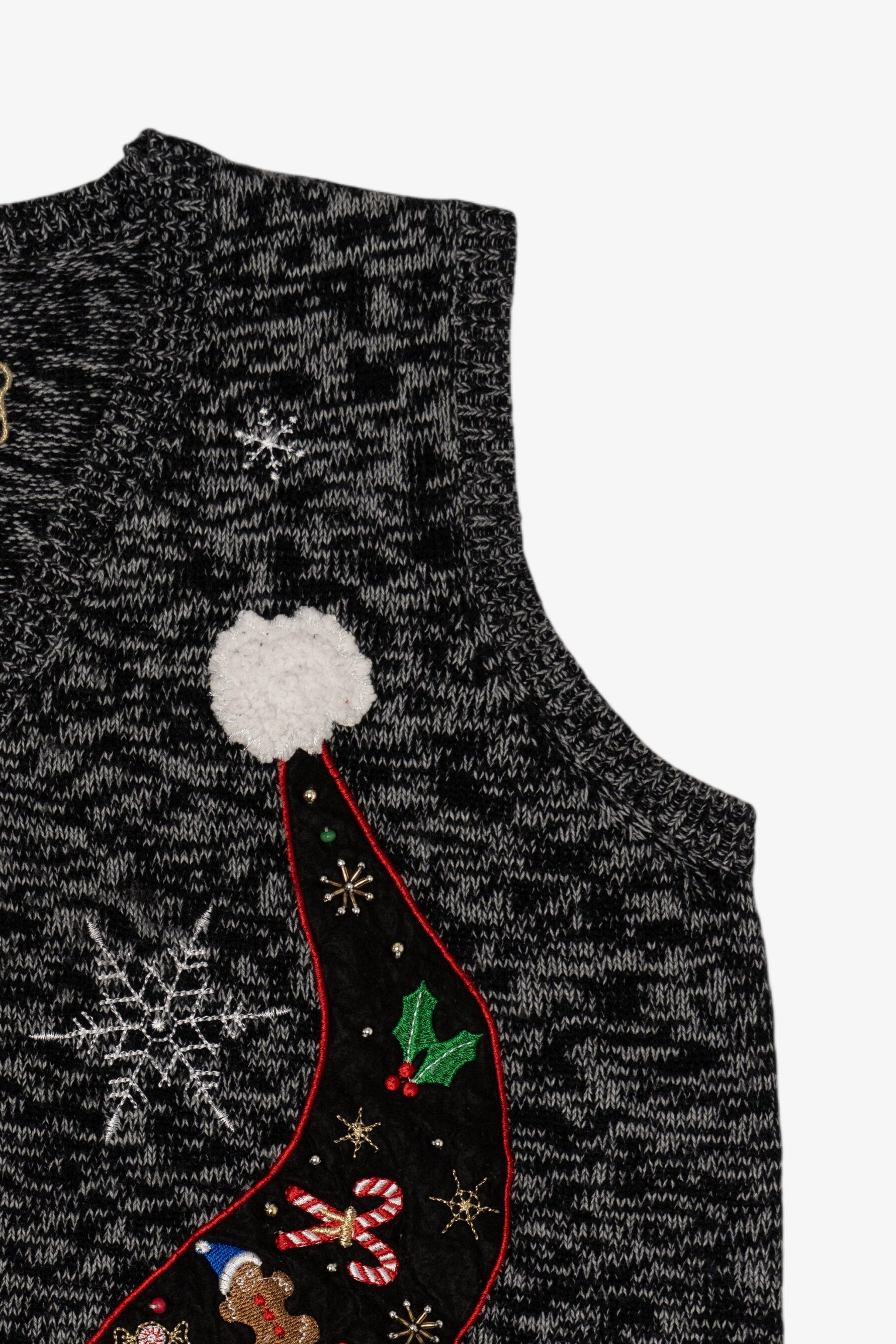 Vintage Dark Gray Holiday Time Santa "Ho Ho Ho" Ugly Christmas Vest (2000s)