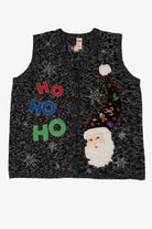Vintage Dark Gray Holiday Time Santa "Ho Ho Ho" Ugly Christmas Vest (2000s)