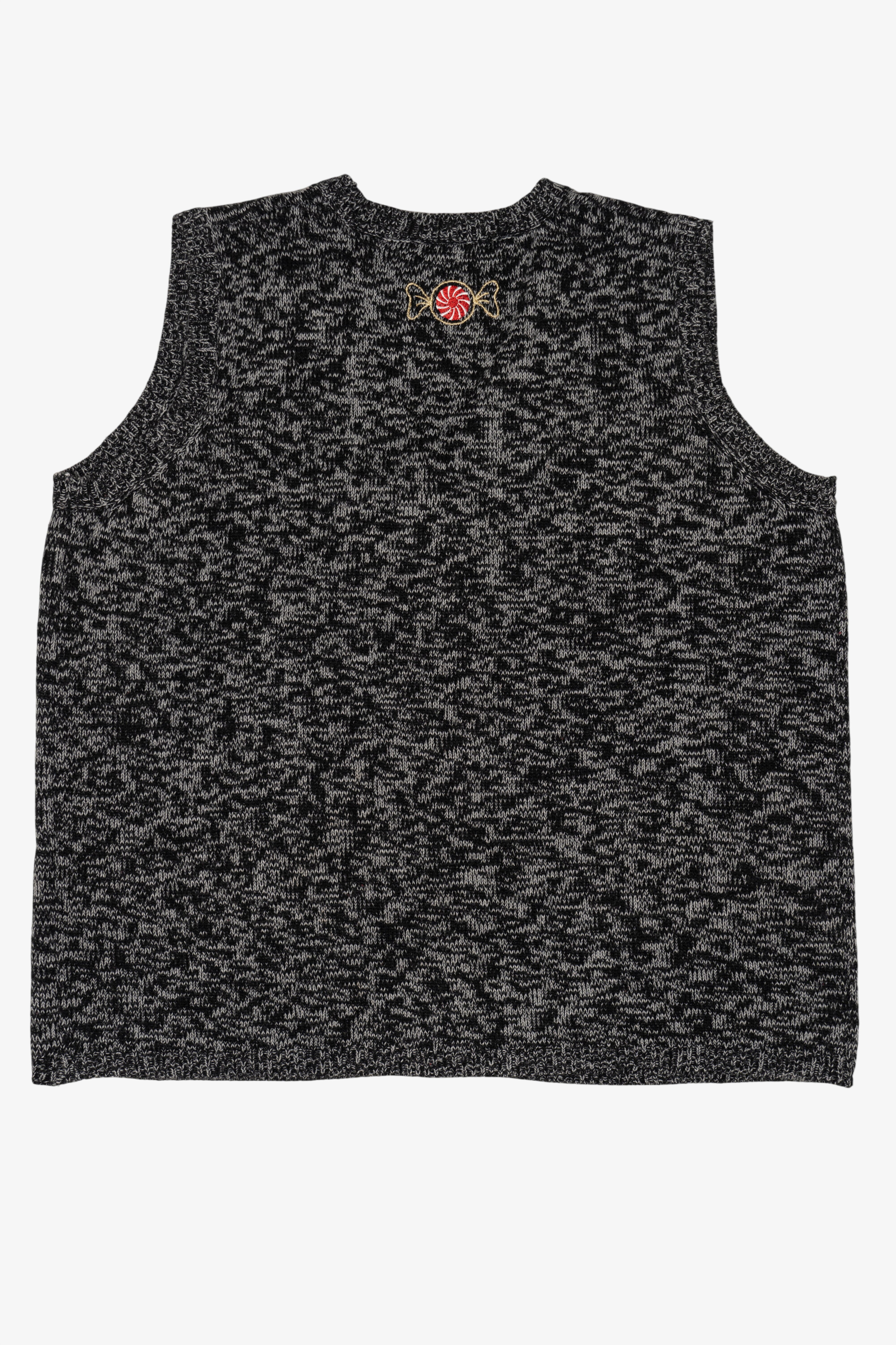 Vintage Dark Gray Holiday Time Santa "Ho Ho Ho" Ugly Christmas Vest (2000s)