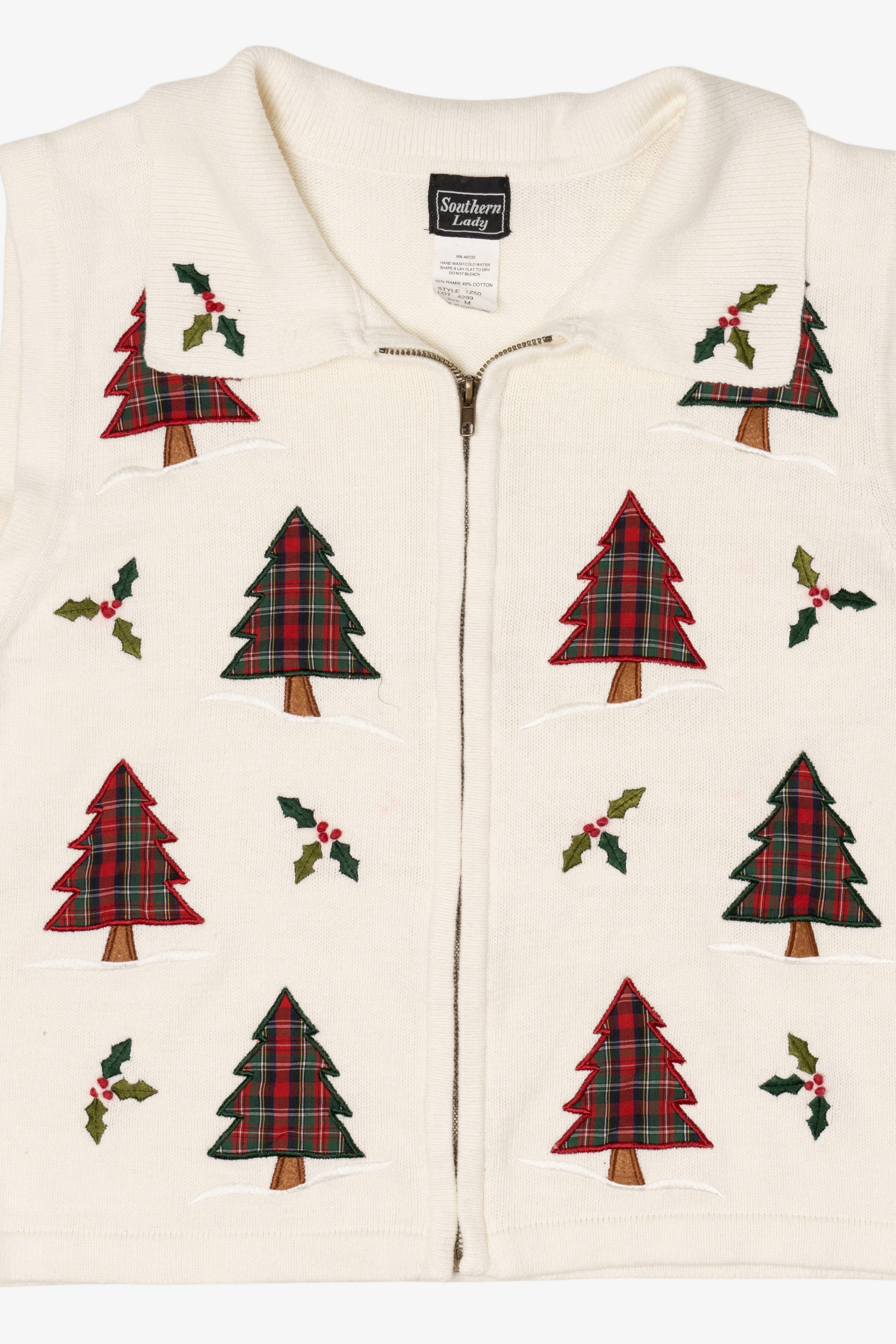 Vintage White Southern Lady Trees Ugly Christmas Vest (1990s)
