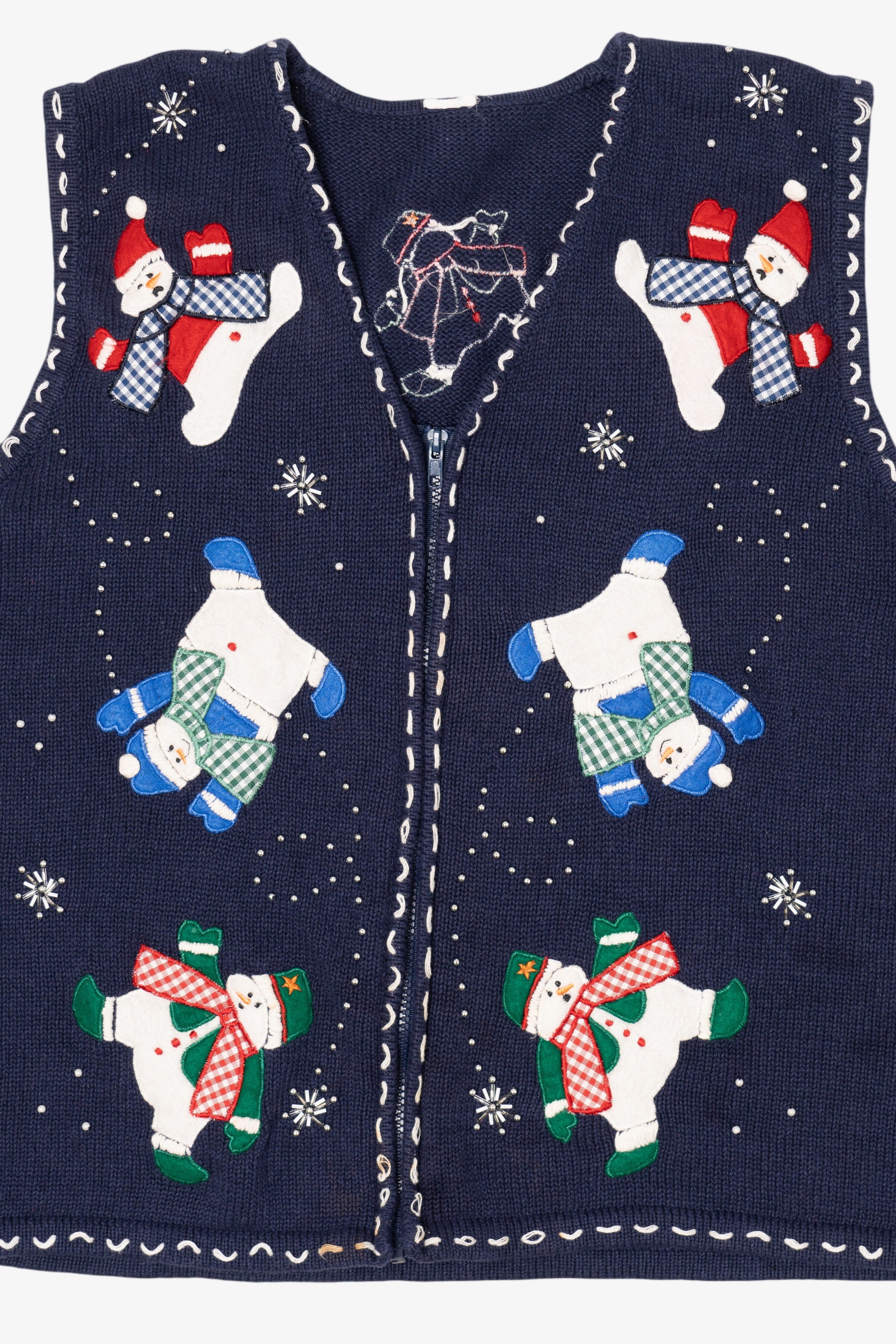 Vintage Blue Snowmen Ugly Christmas Vest (1990s)