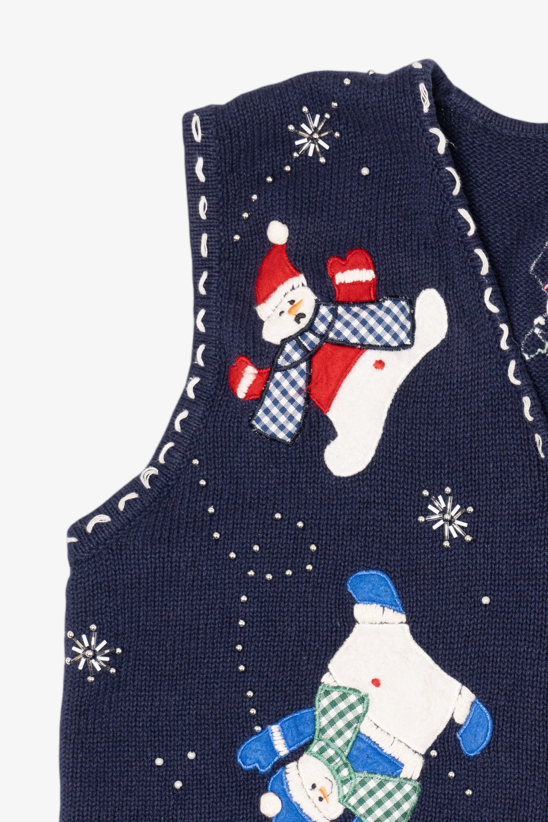Vintage Blue Snowmen Ugly Christmas Vest (1990s)