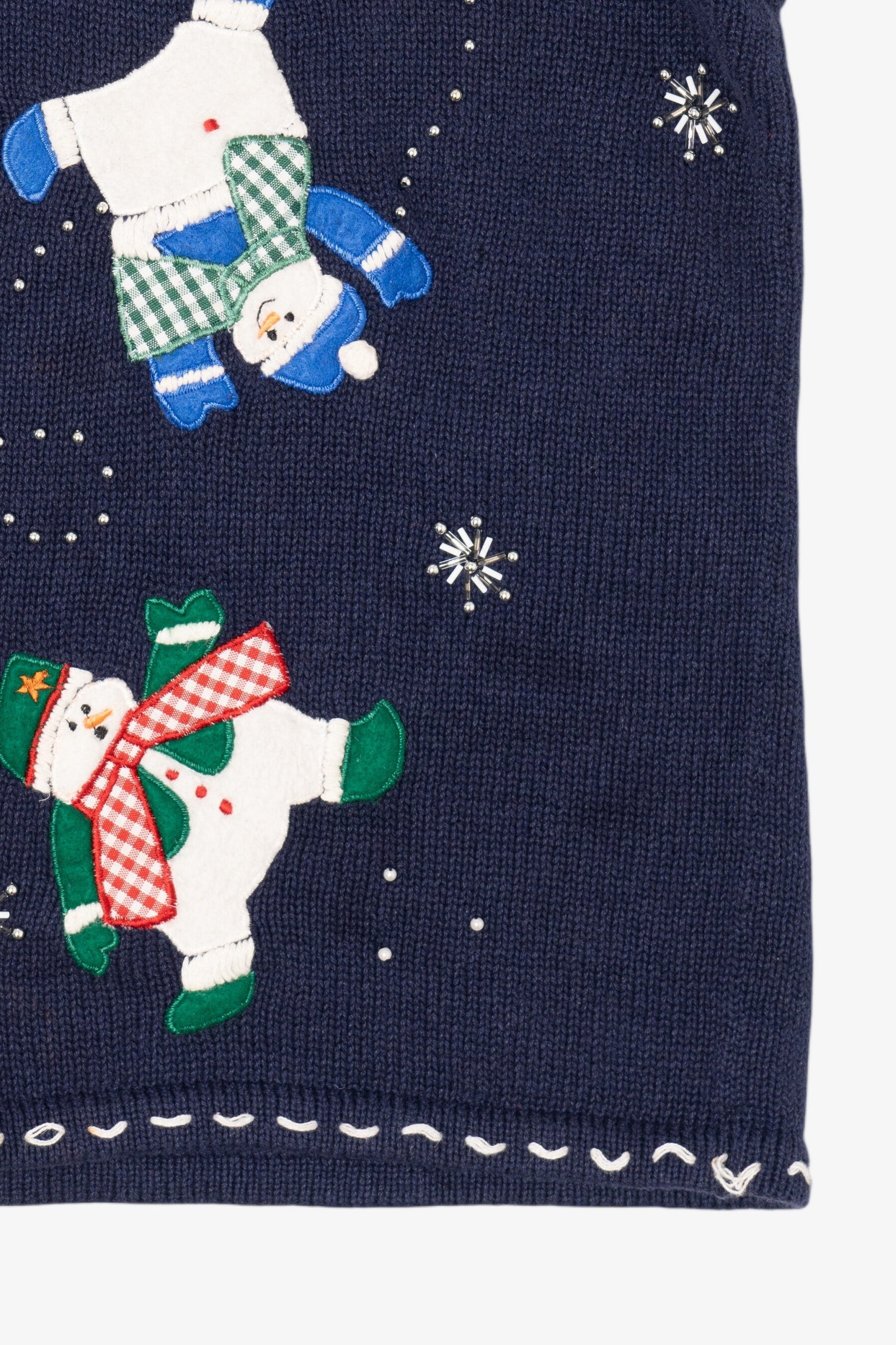 Vintage Blue Snowmen Ugly Christmas Vest (1990s)