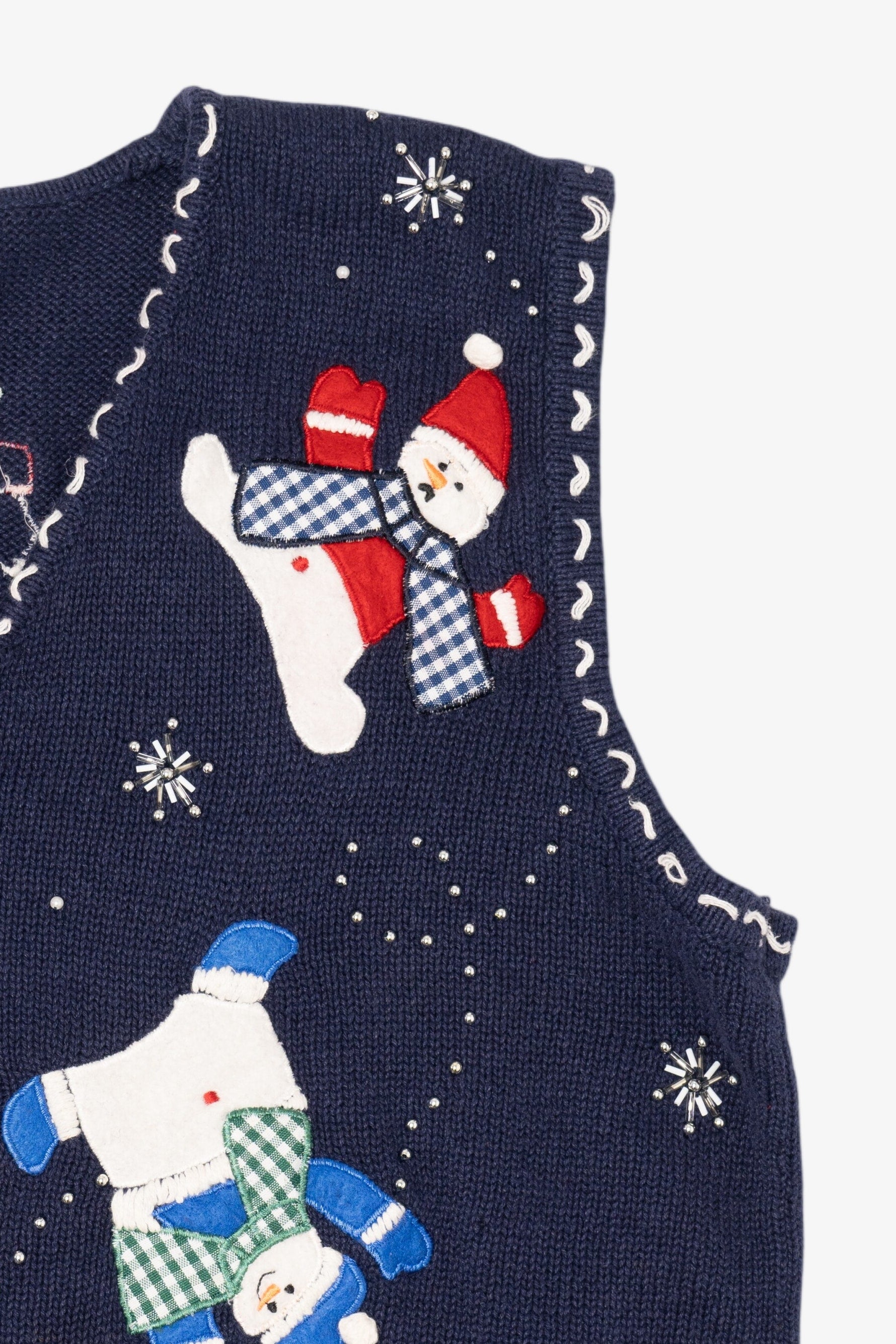Vintage Blue Snowmen Ugly Christmas Vest (1990s)