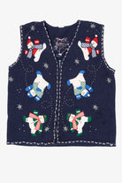 Vintage Blue Snowmen Ugly Christmas Vest (1990s)