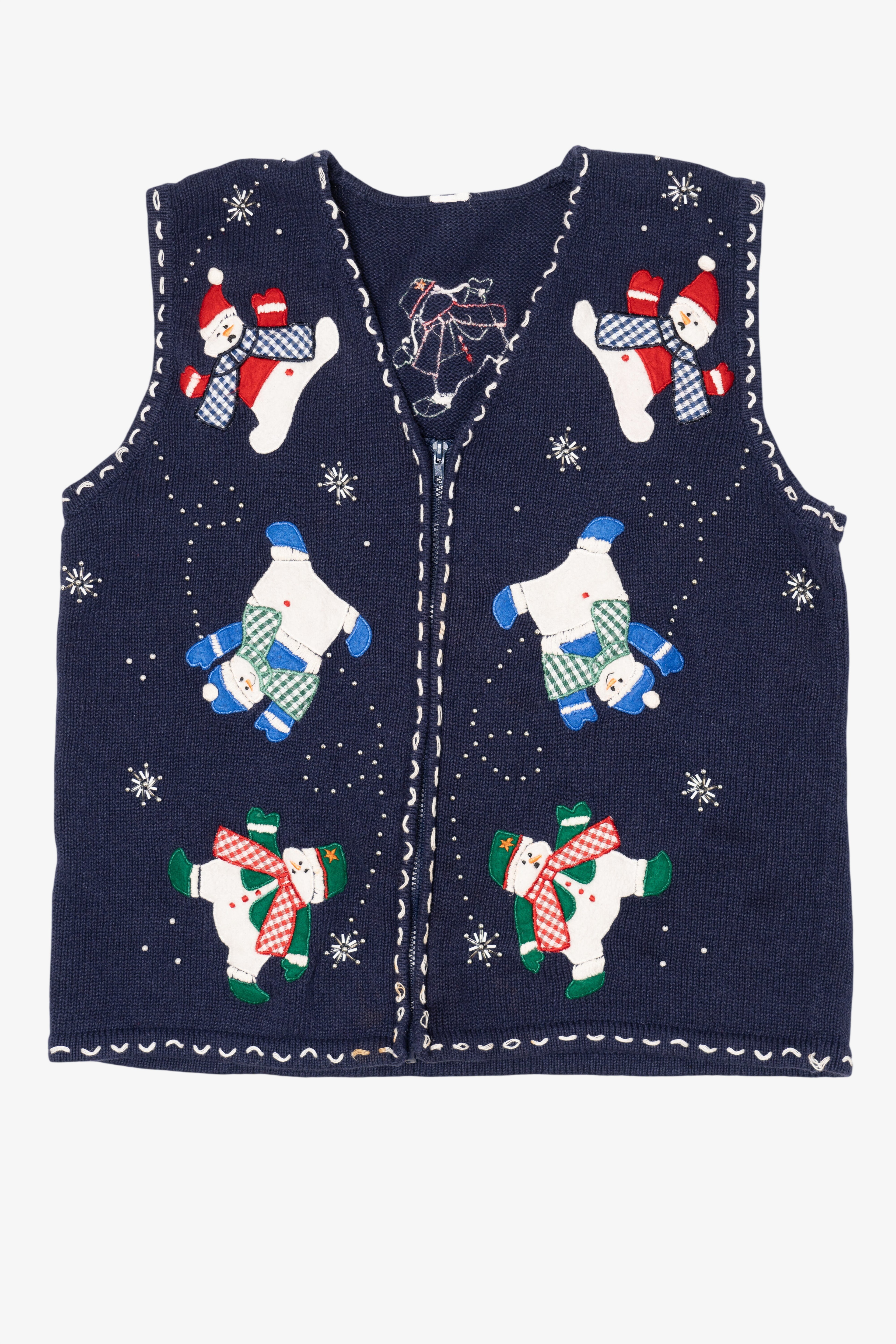 Vintage Blue Snowmen Ugly Christmas Vest (1990s)