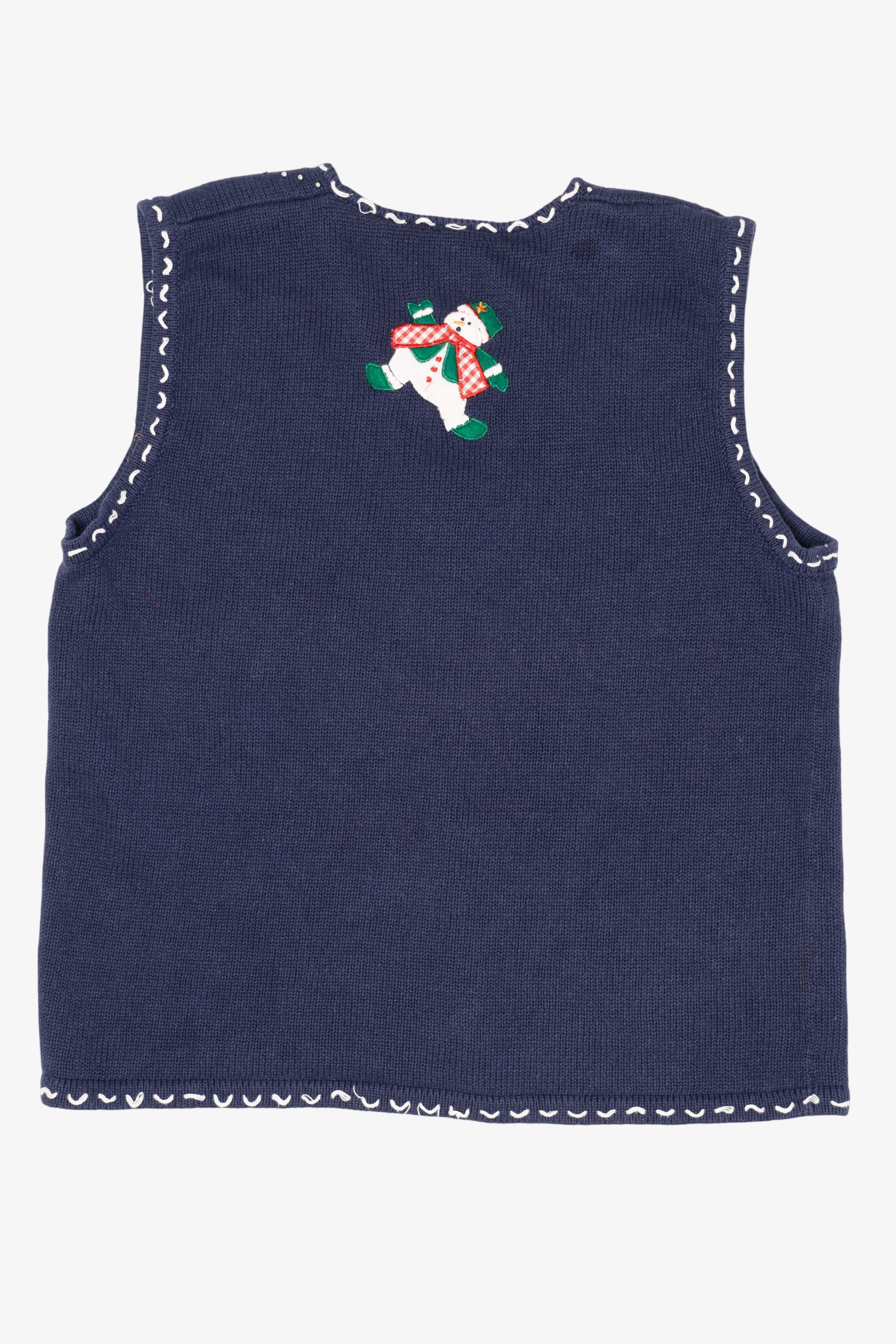 Vintage Blue Snowmen Ugly Christmas Vest (1990s)