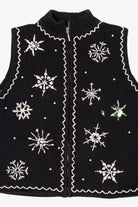 Vintage Black Mercer Street Studio Snowflakes Ugly Christmas Vest (2000s)