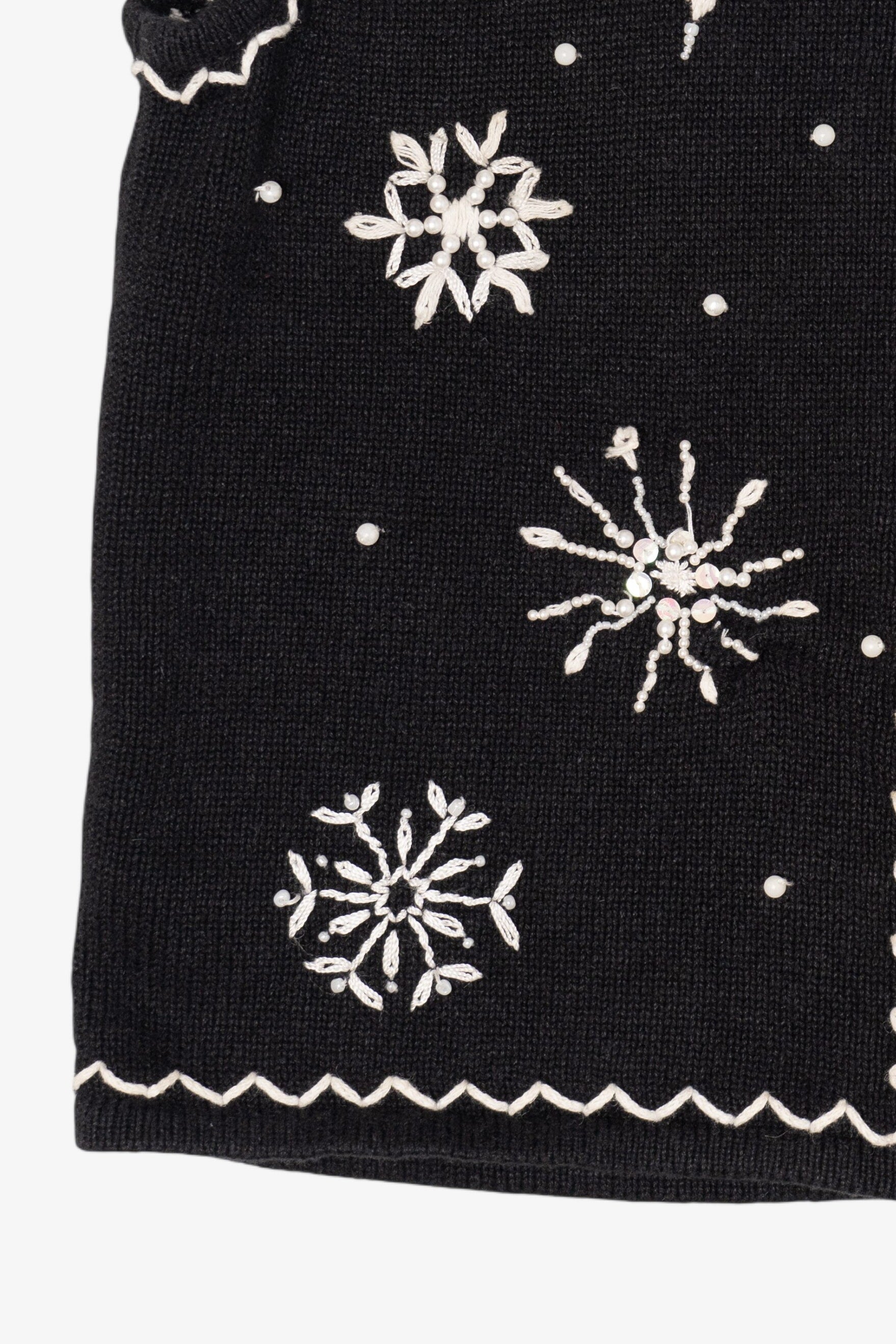 Vintage Black Mercer Street Studio Snowflakes Ugly Christmas Vest (2000s)