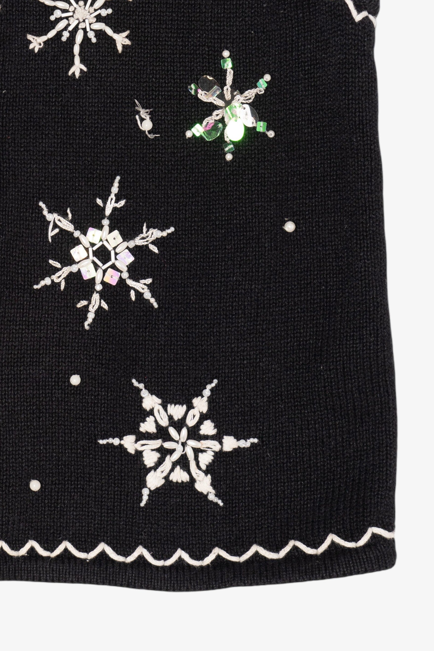 Vintage Black Mercer Street Studio Snowflakes Ugly Christmas Vest (2000s)