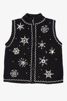 Vintage Black Mercer Street Studio Snowflakes Ugly Christmas Vest (2000s)