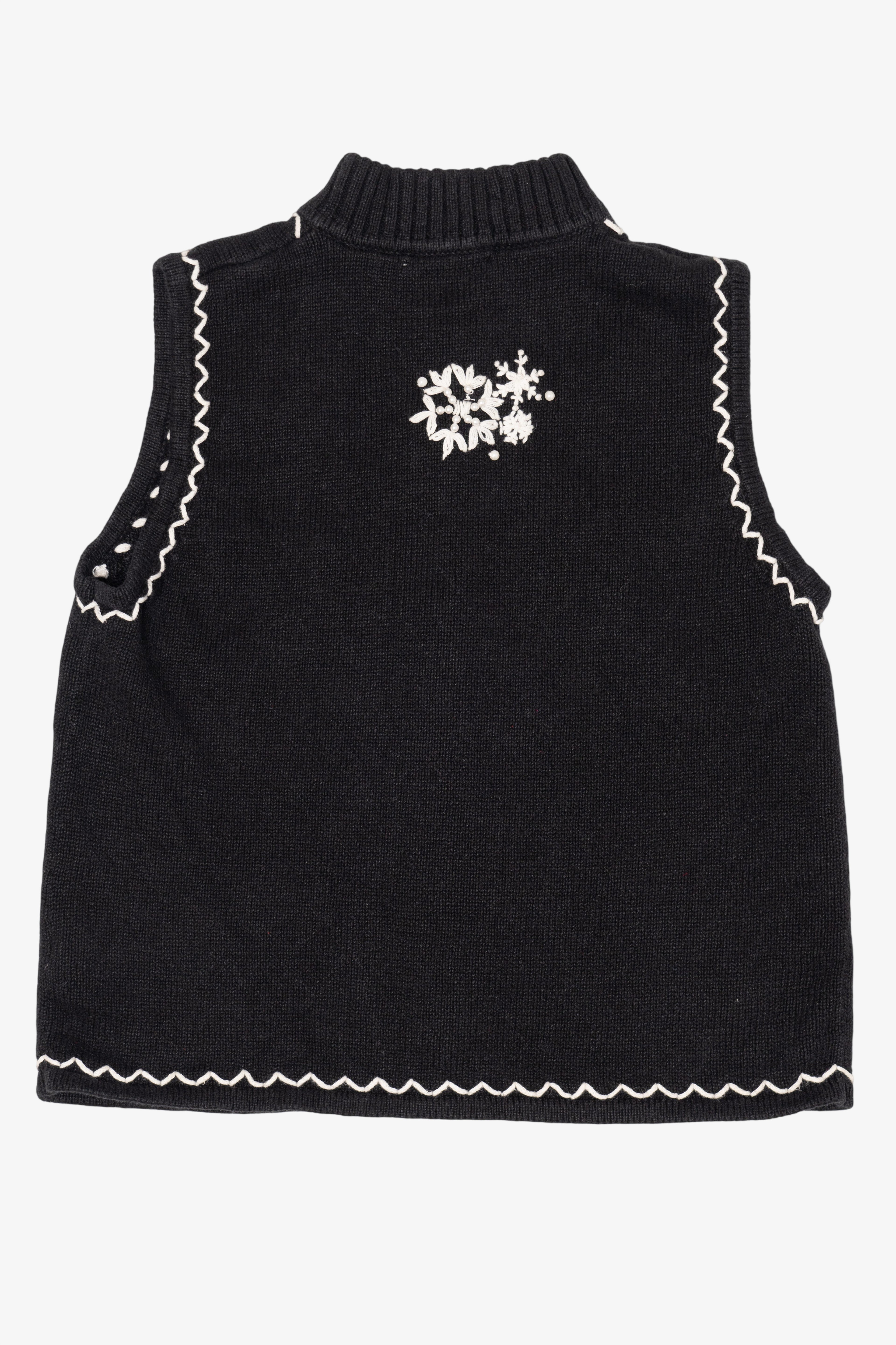 Vintage Black Mercer Street Studio Snowflakes Ugly Christmas Vest (2000s)